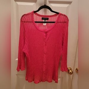 Jones New York Collection Woman, Salmon Color 3/4 Sleeve Cardigan, Size-3X
